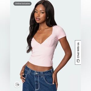 Edikted Katia Light Pink Short Sleeve Top